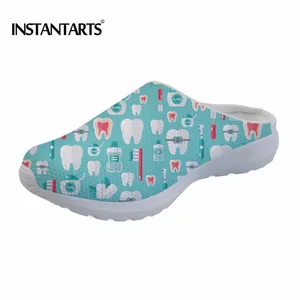 INSTANTARTSженские и мужские уличные сандалии; летняя пляжная обувь; стоматологическое оборудование; быстросохнущие водонепроницаемые Тапочки с принтом; сетчатая обувь на платформе