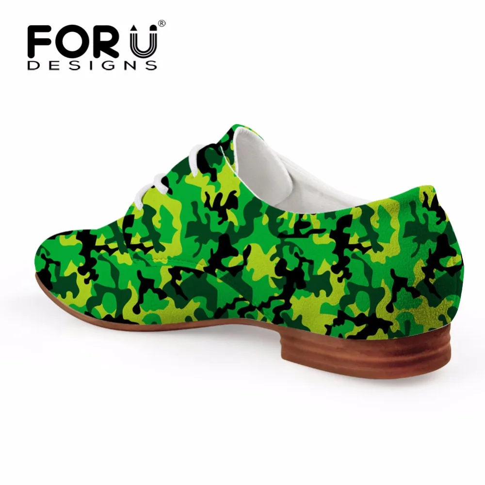 FORUDESIGNS/осенние женские туфли оксфорды Высококачественная камуфляжная женская