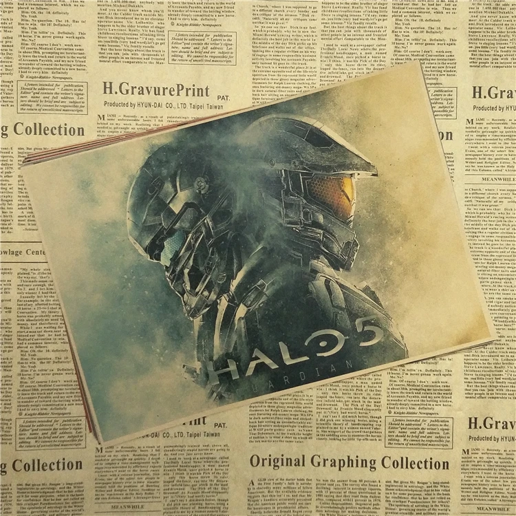 Винтажный основной плакат из крафт-бумаги HALO 4 5 guardions печатные видеоигры картинки