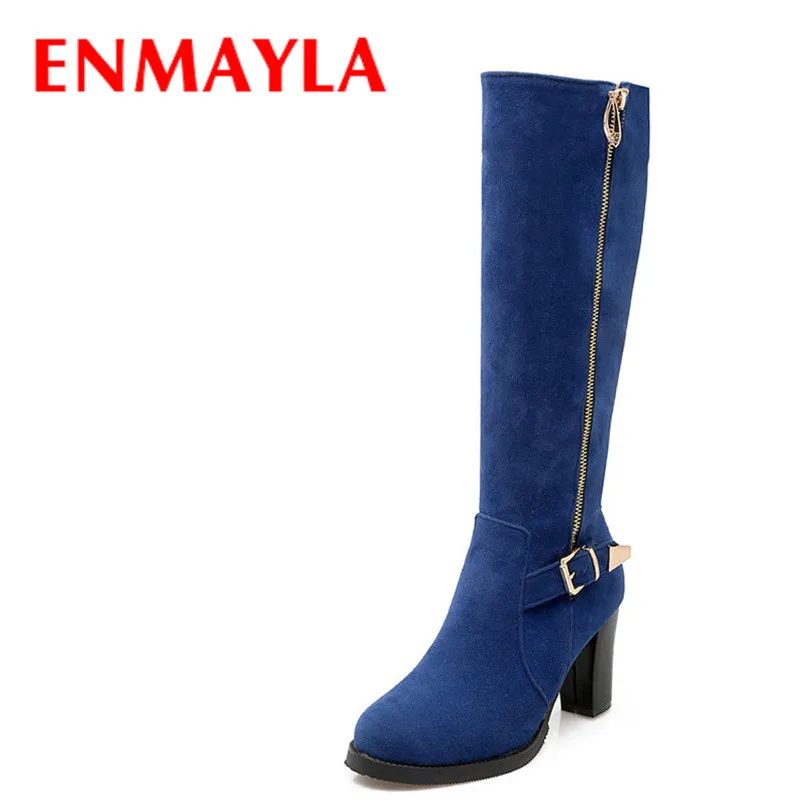 ENMAYLA 2017 новые зимние женские сапоги на высоком каблуке модные плюшевые платформе
