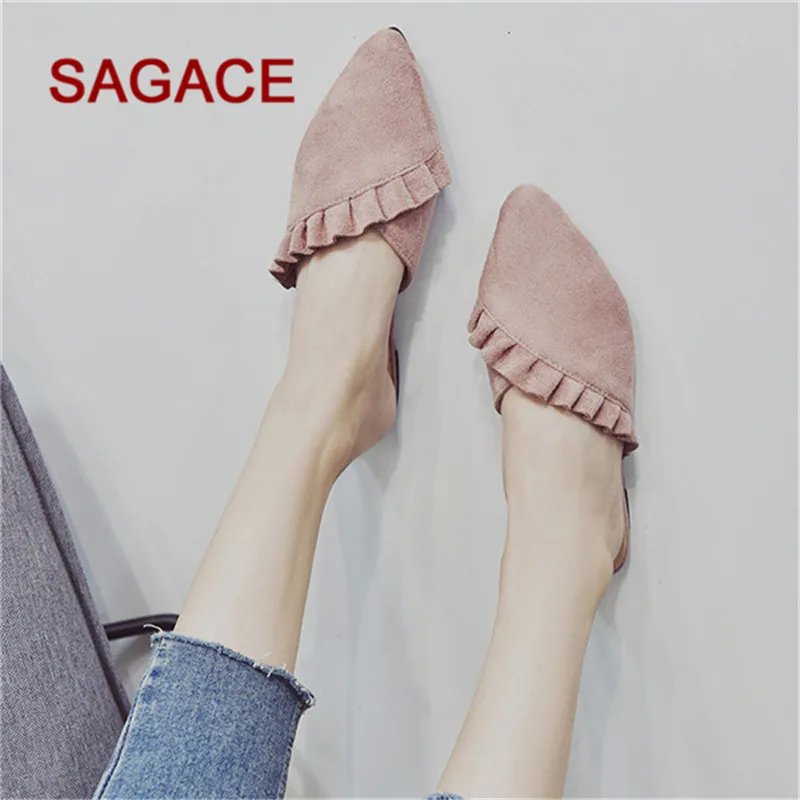 SAGACE/обувь; женские шлепанцы; обувь на плоской подошве; тонкие туфли с острым носком; женские шлепанцы; Летние слипоны; женская обувь; модные шлепанцы