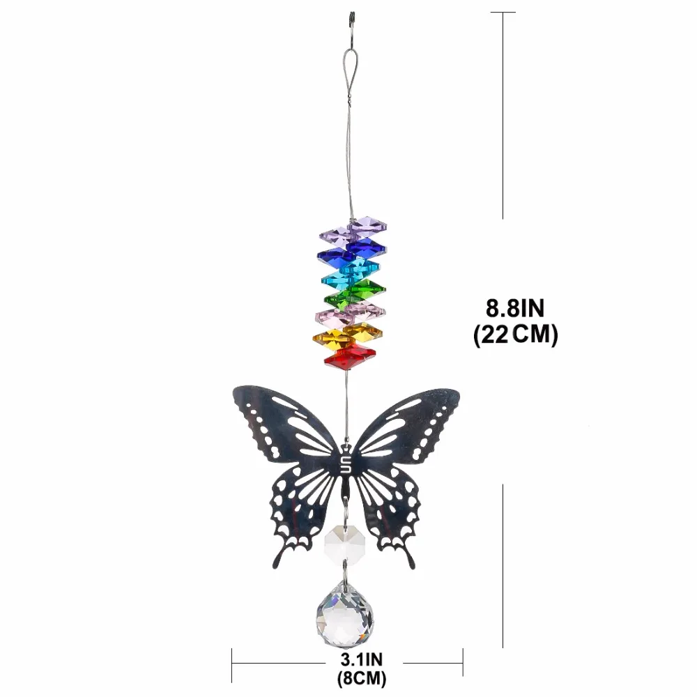 H& D 20 мм/38 мм Ручная работа чакра бабочка Suncatcher хрустальный шар призмы Радуга производитель окно висячие орнамент домашний Свадебный декор