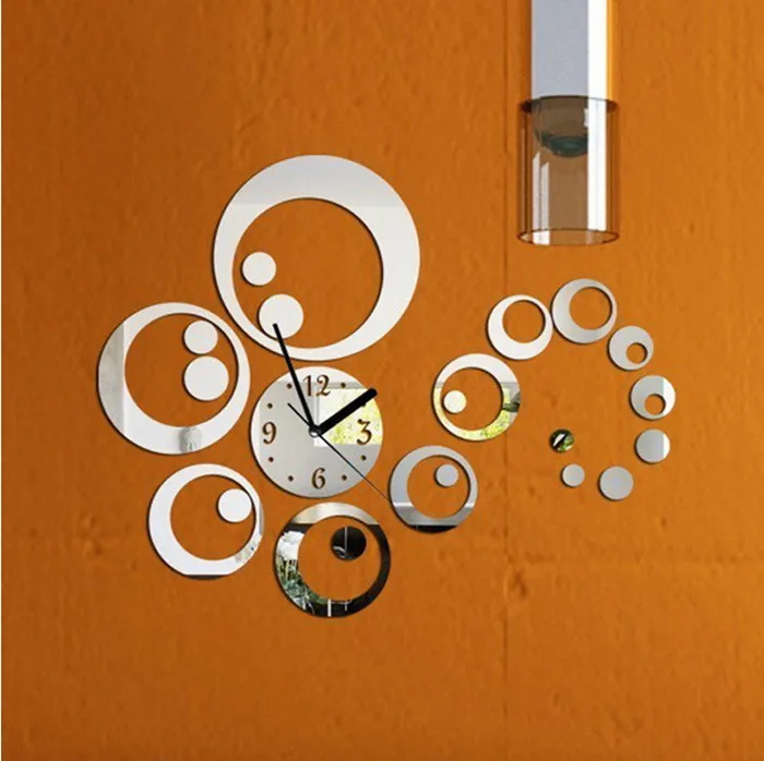 Круглые цифровые настенные часы с тихим ходом современный дизайн 3D DIY Зеркало Reloj