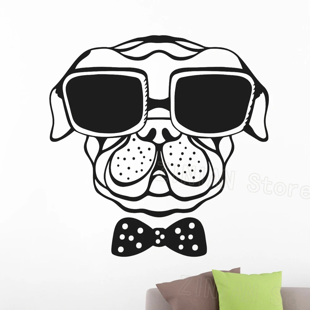 

Cool Bulldog виниловые наклейки на стену гостиная пятнистый бант Наклейка на стену животное Детская комната Декор для игровой комнаты обои роспи...