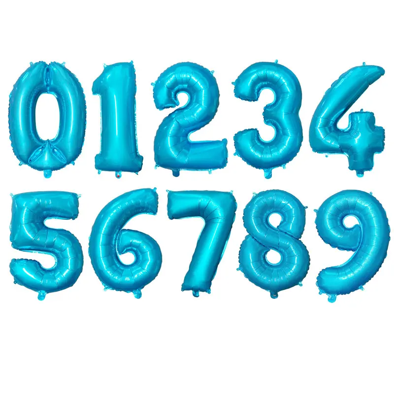 LBlue Large 40inch Rose Gold Foil Number Balloons Birthday Party Decorations Kids Wedding Decorations Globos BabyShower Boy Girl Decor - Цвет: LBlue