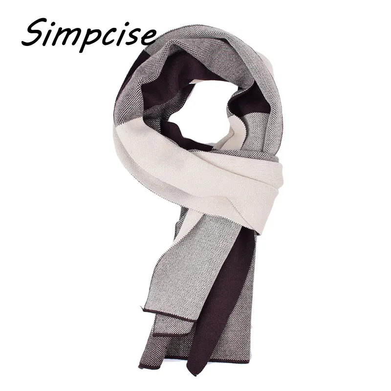 [Simpcise] 2017 Winter Man Plaid Scarf Thick Warm Acrylic Men Scarves soft touch Wraps Elastic A3A18938 |