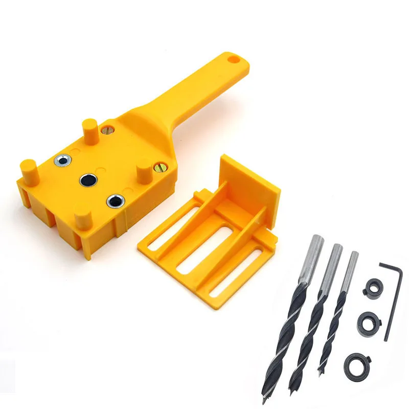 Yellow with DrillBit ALLSOME дюбель джиг 6 8 10 мм Дерево HSS сверла деревообрабатывающий джиг ABS пластик карманное отверстие джиг сверло направляющий инструмент для столярных работ HT2638 - Цвет: Yellow with DrillBit