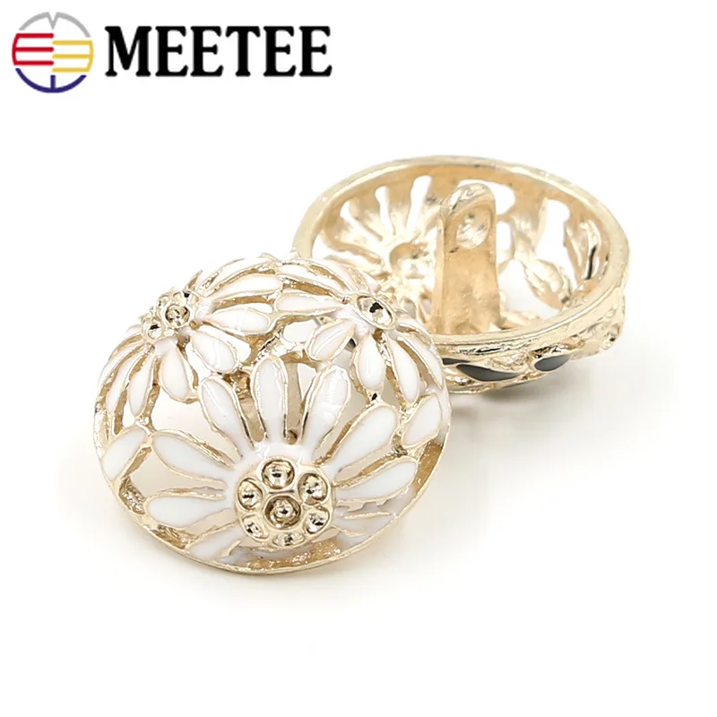 Meetee 10 шт 20/25 мм полый цветок металлические пуговицы куртка diy костюм модная