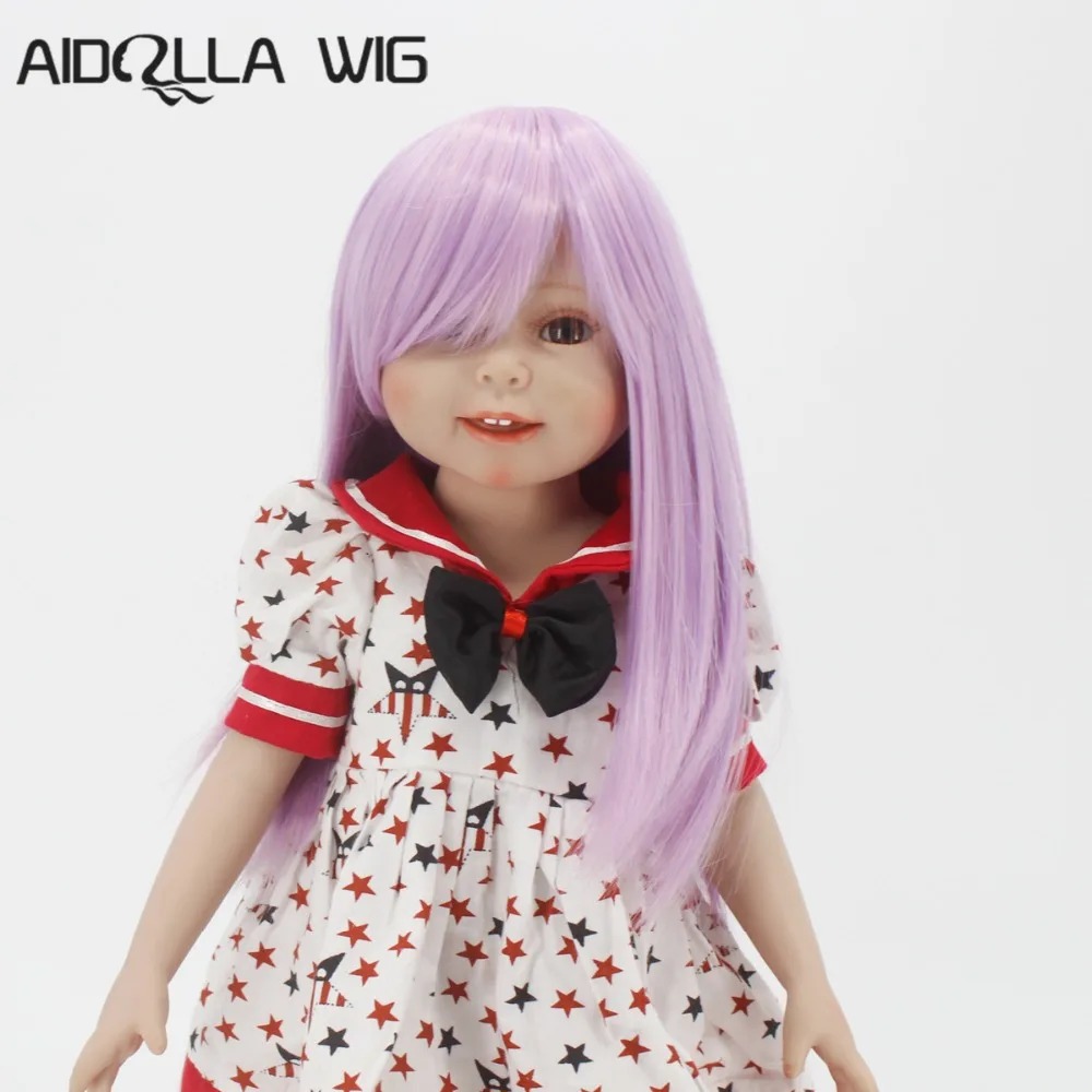 Аксессуары для куклы фиолетовый цвет длинные прямые волосы с челкой парики