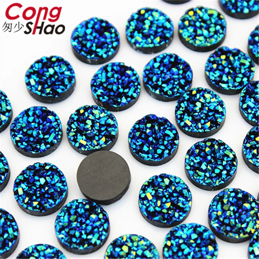 Bling AB Цвет 50 шт. 12 мм вогнутая минеральная поверхность круглые полимерные Стразы плоский с оборота камень Кабошон DIY Свадебные украшения 8Y82