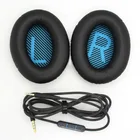 Сменные амбушюры и аудиокабель, черные, с микрофоном, для наушников Boss QC25 QC 25