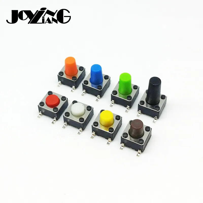 6MM Patch Switch 4Pin 6x6x Height 7.5mm-10MM Push Button Switch Black Red Orange Yellow Green Brown Blue White Color