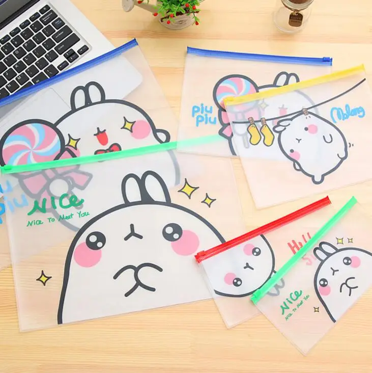 1 шт. новый милый Molang кролик ПВХ a4 a5 B6 файл мешок Документ сумка Папки и файлы