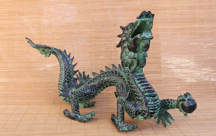 Chinese Bronze Copper carved Fly dragon Home Feng shui Decor Statue garden decoration | Дом и сад