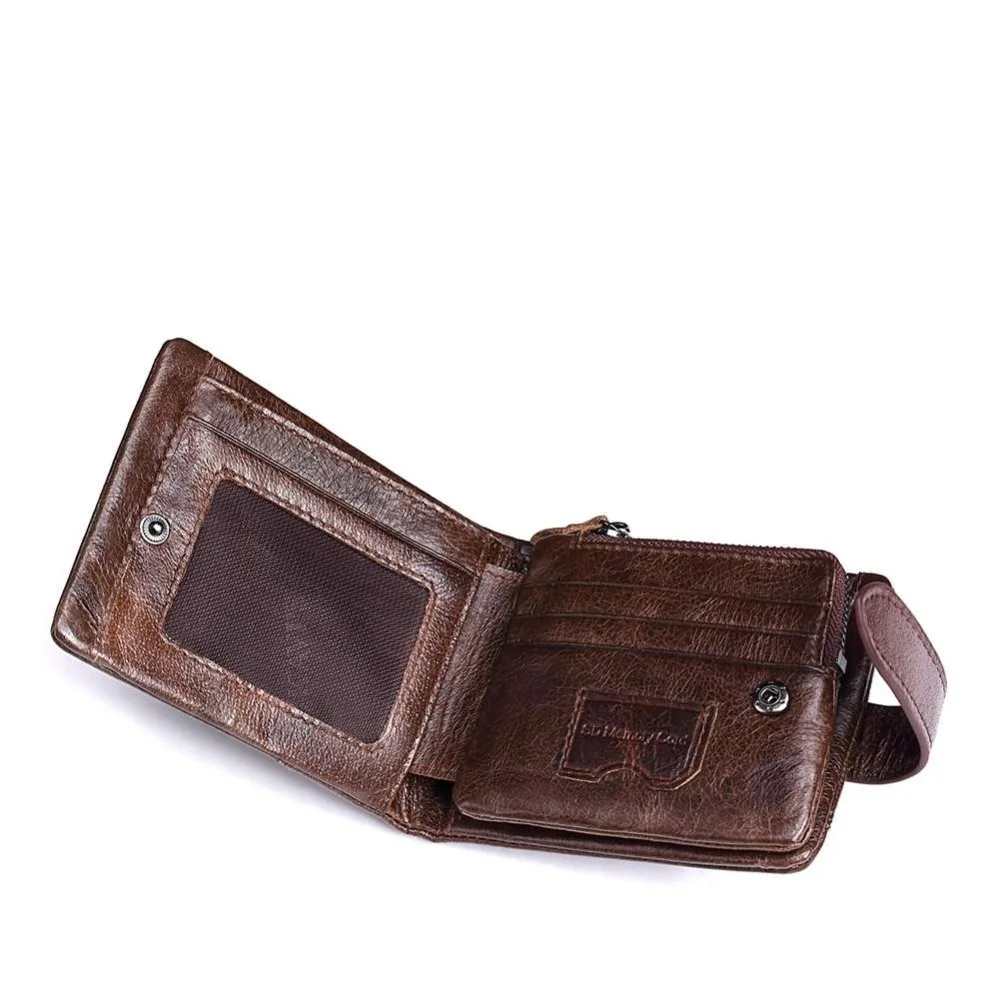 Кошелек KAVIS мужской из натуральной кожи роскошный брендовый бумажник на молнии с