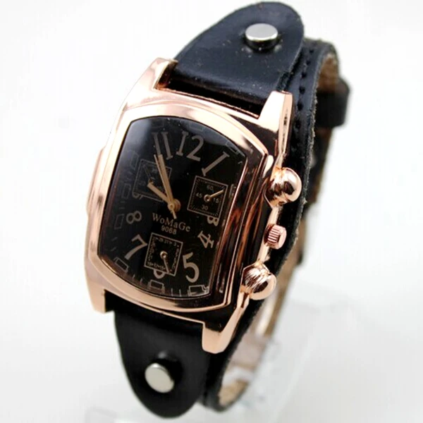 9068black Новинка, женские модные часы, женские винтажные модные кварцевые часы с квадратной головкой из розового золота, женские наручные часы - Цвет: 9068black