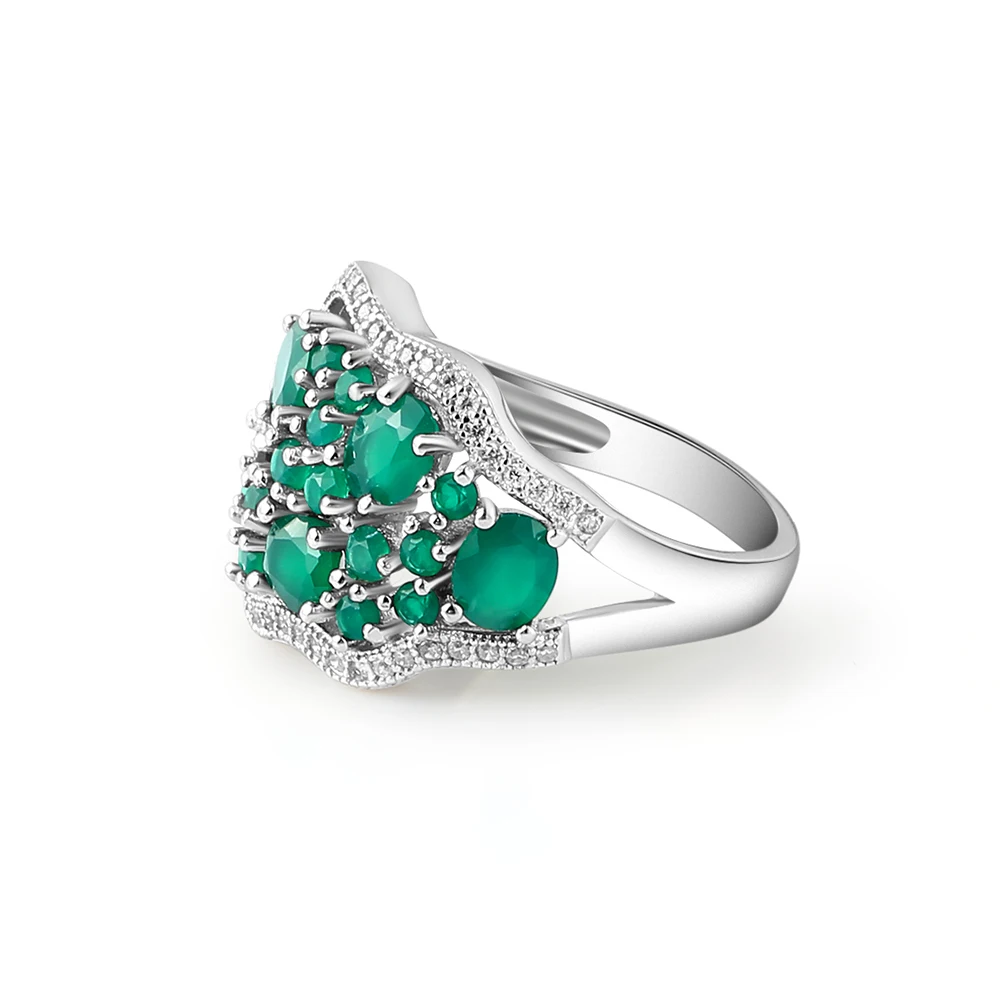 GEM'S BALLET 14.31Ct натуральный зеленый агат Винтажные Ювелирные наборы чистый 925 пробы Серебряные Серьги с драгоценными камнями набор колец для женщин