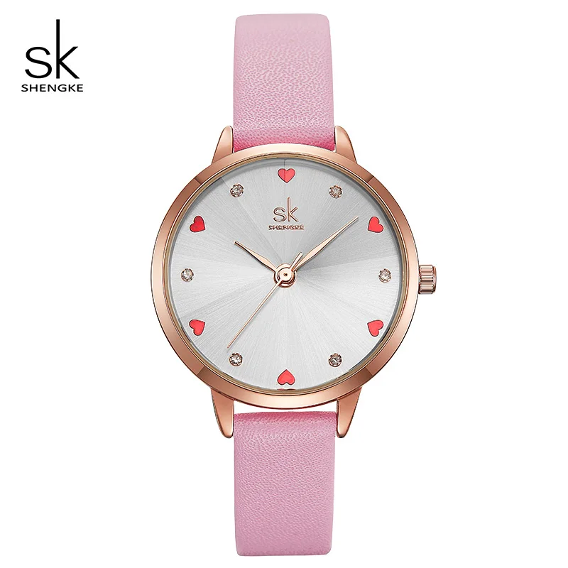 

Shengke Sweet Heart Dial Ladies Watches Women Fashion Leather Strap Quartz Watch Reloj Mujer 2019 New Women Wrist Watch #K8049