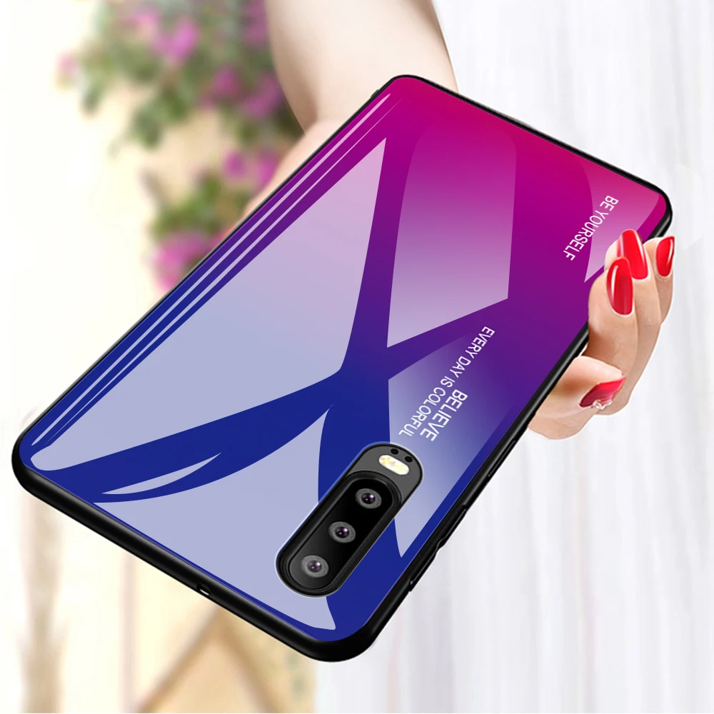 Чехол для телефона с градиентом Авроры Huawei P30 Pro P30Pro чехол из закаленного стекла P