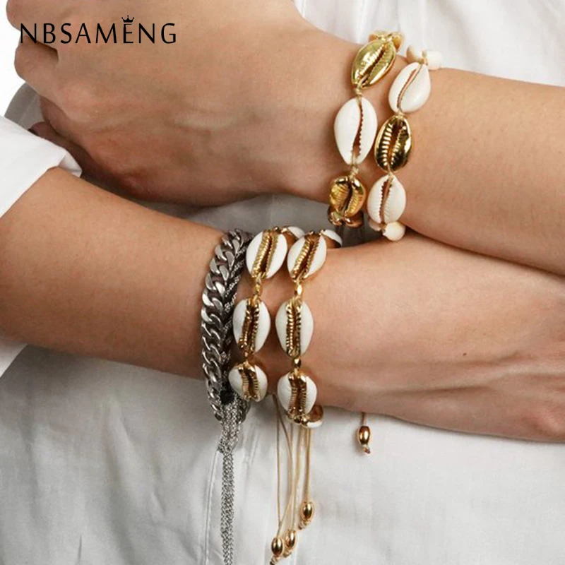 2019 Shell Bracelets For Women New Trendy Fashion Cowrie Delicate Gold Color Adjustable 3 Styles Handmade Party Bracelet Jewelry | Украшения