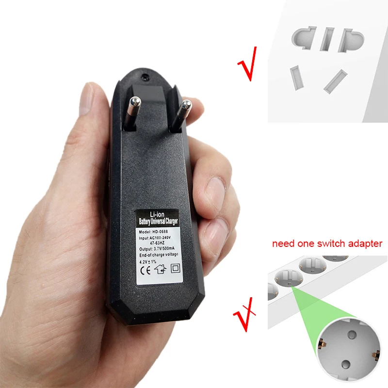 EU/US AC 3 7 В Li-Ion 18650 14500 16430 CR123A зарядное устройство универсальное travel adapter заряжать