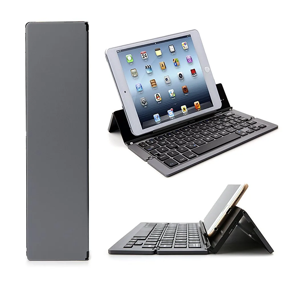 Gray Складной беспроводной Bluetooth 3,0 клавиатура из алюминиевого сплава для iPad iPhone samsung huawei Настольный ПК телефон - Цвет: Gray