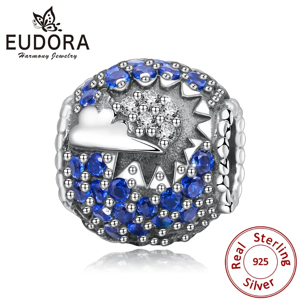 

Подвеска Eudora, из серебра и 925 пробы, с синими кристаллами, для самостоятельного изготовления браслетов и ожерелий, 2019