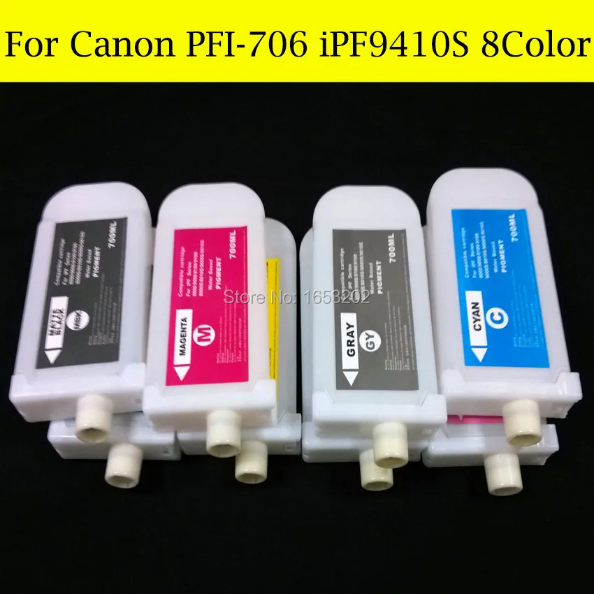 8 Pieces/Lot Large Format Refill Ink Cartridge For Canon PFI-706 PFI706 For Canon iPF9410s Printer