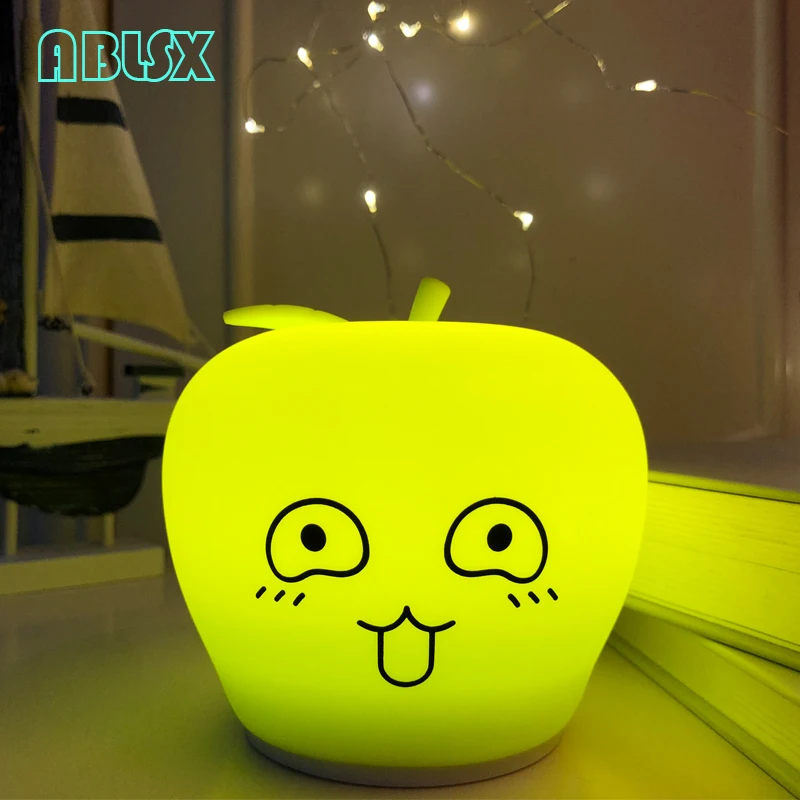 Фруктовый ночник для детей 3D Smirk Apple детские ночные светильники спальни