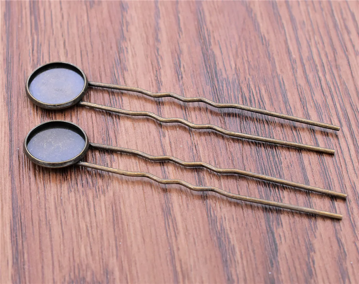 

12mm/14mm 10pcs High Quality Bronze Plated Iron Material Hairpin Hair Clips Hairpin Base Setting Cabochon Cameo