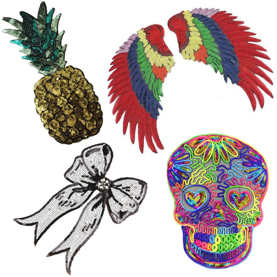 1 шт. большие нашивки крылья пришитые блестками в виде цветов букв любви звезды