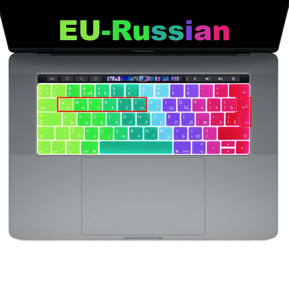 Русская клавиатура чехол Защитная пленка для нового Macbook Pro 13 15 с сенсорной панелью модель A1706/A1989 A1707 A2159 A1990 EU