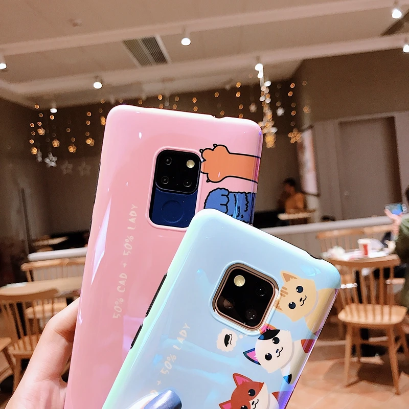 Для Huawei P30 P20 pro mate10 honor10 nova3i mate20X nove4 V20 милый кошачий лап голубой луч мягкий чехол
