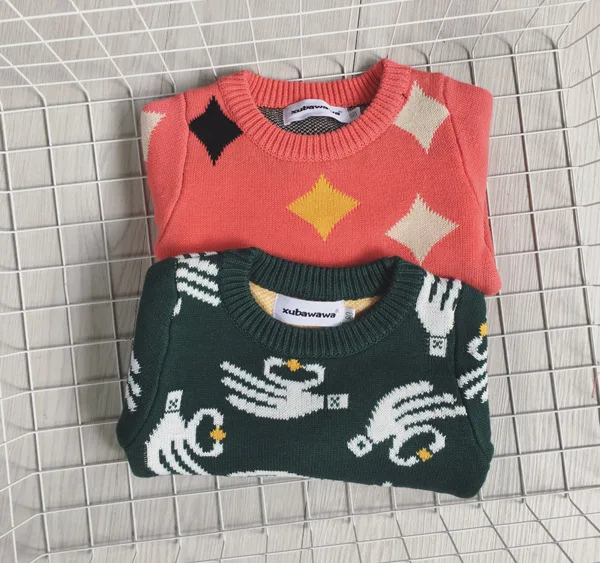 INS весна Зима Европа Дети бобо Пальцы линг шаблон свитер мальчик девочка с