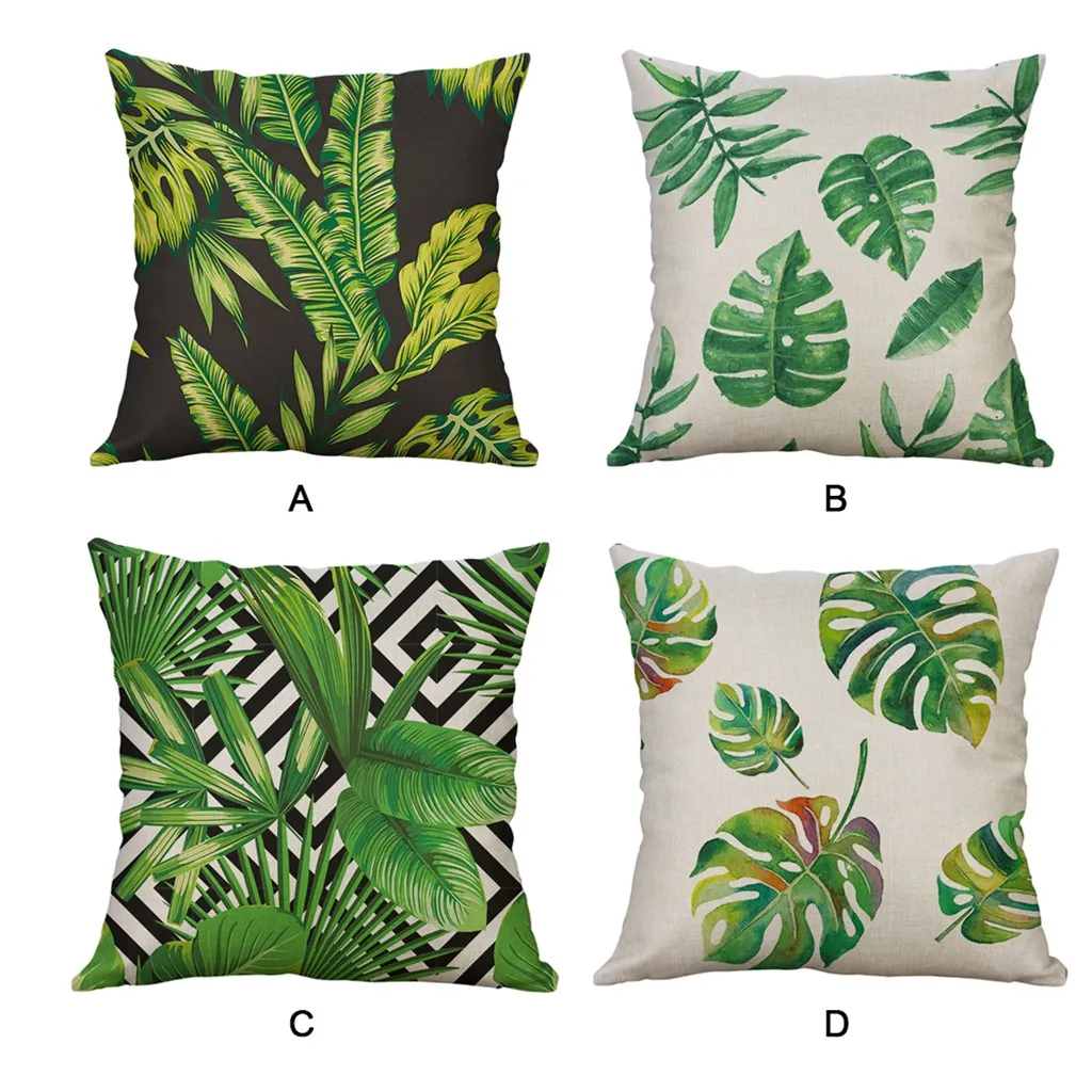 Gajjjar тропические растения зеленые листья чехлы на подушку Гибискус Цветок