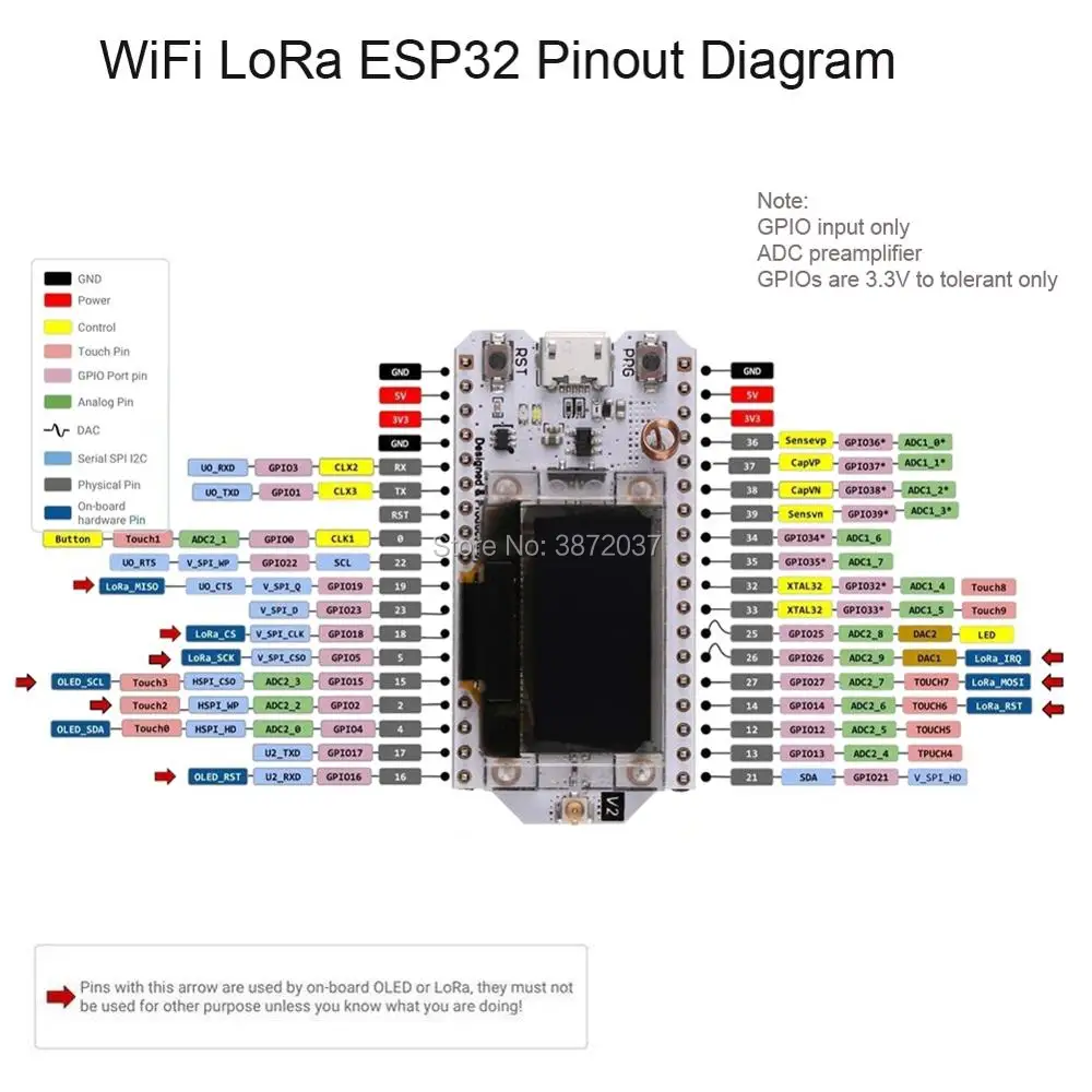 0,96 OLED ESP32 макетная плата V2 LoRa модуль приемопередатчик Wi-Fi IOT SX1276 868 МГц антенна 1,25 мм аккумулятор JST разъем