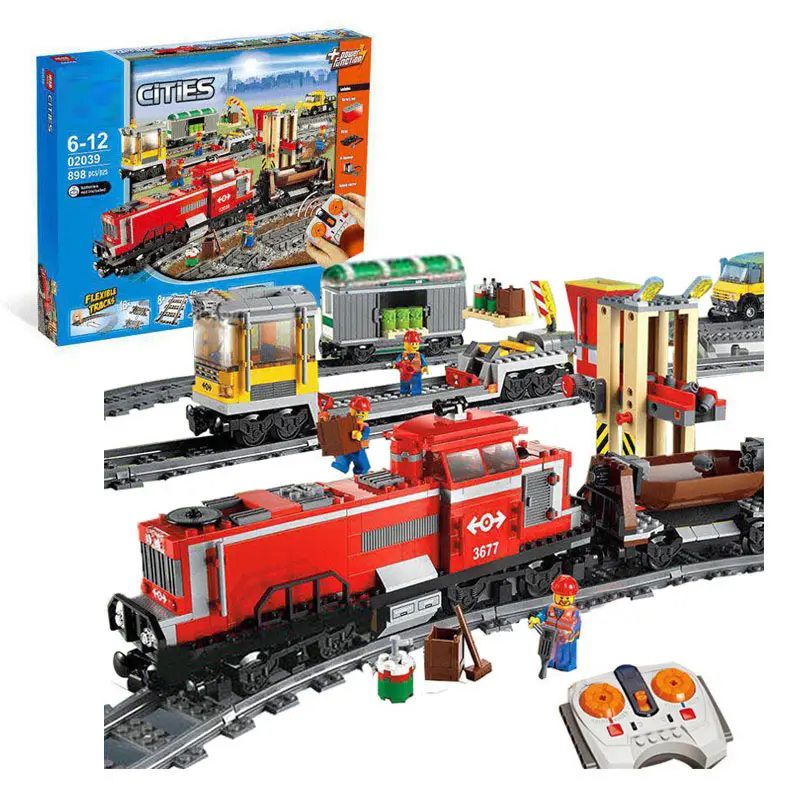 С legoingly city RED CARGO TRAIN 3677 строительные кирпичные блоки RC Train 898 шт модель 02039 наборы
