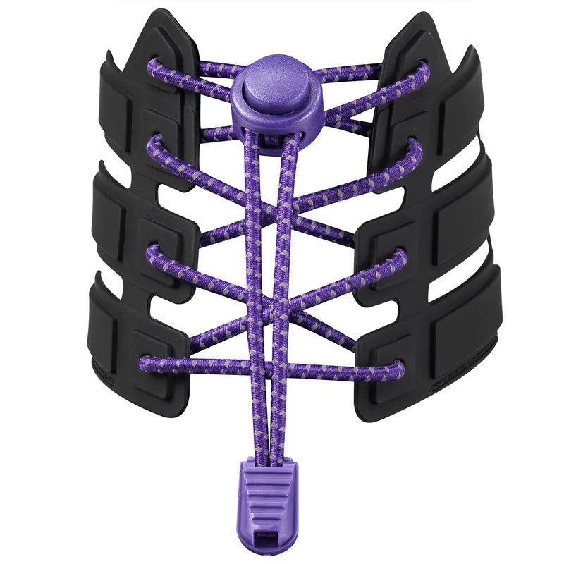 purple69 Светоотражающий замок кружева 19 цветов пара фиксирующий башмак шнурки эластичные шнурки для кроссовок шнурки для бега/триатлона - Цвет: purple69