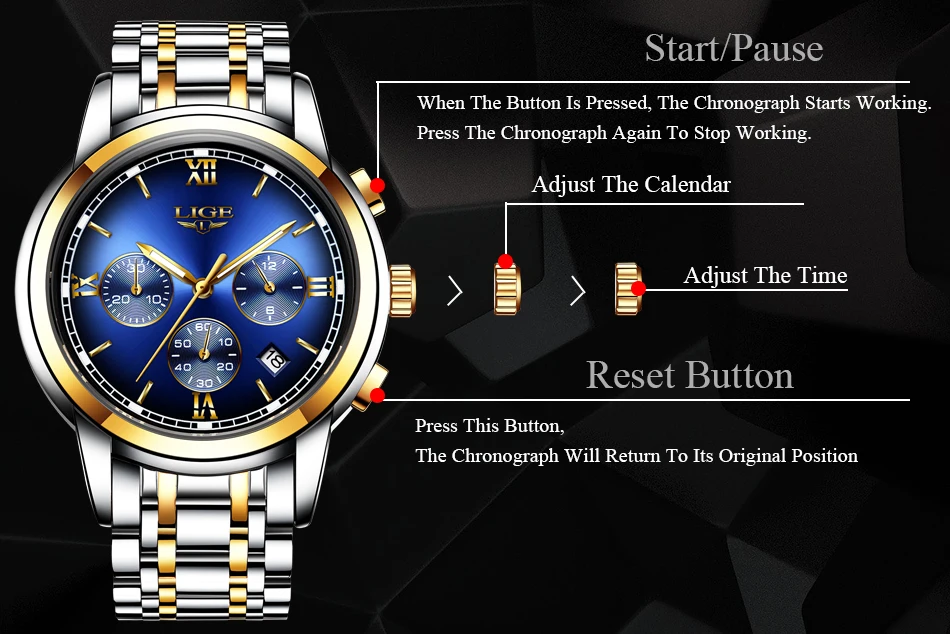 Montre Homme Часы мужские люксовый бренд LIGE Хронограф Мужские спортивные часы водонепроницаемые полностью Стальные кварцевые мужские часы Relogio Masculino
