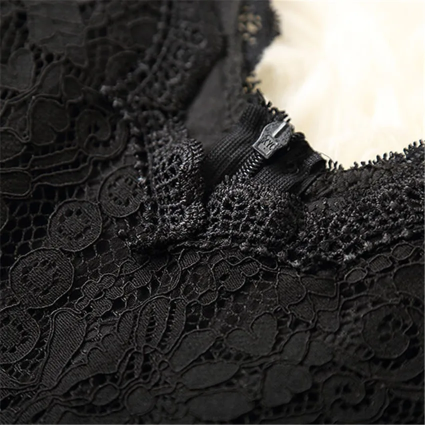 2018 осеннее женское кружевное платье с длинным рукавом большой размер M 3XL