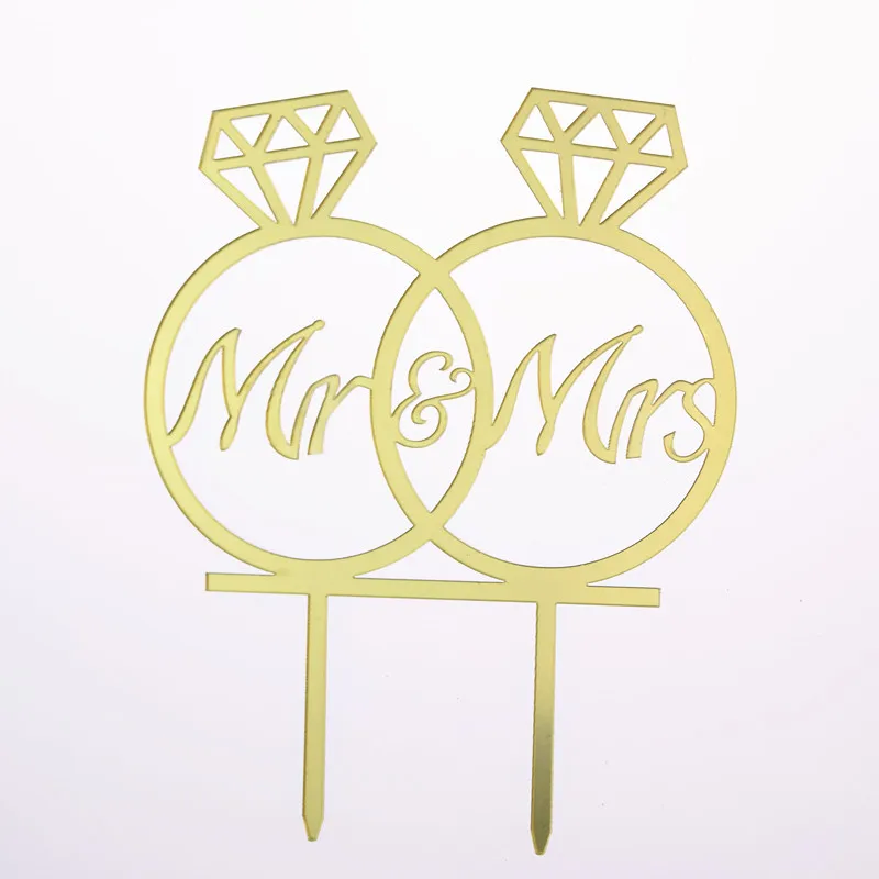Бриллиантовое кольцо флажки для торта акриловые Mr& Mrs Love свадебный торт Топпер золотой красный для свадьбы юбилей вечерние декор для выпечки торта