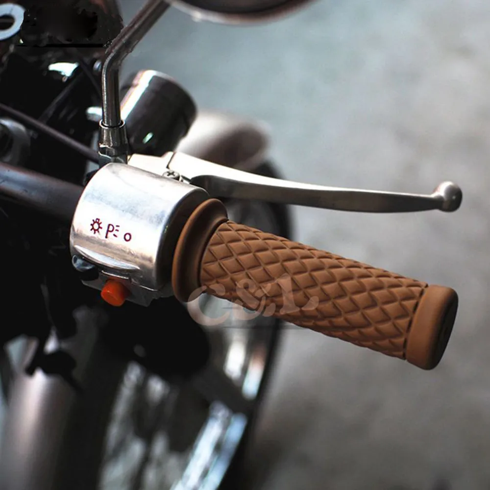Винтажный резиновый руль 7/8 дюйма для мотоцикла ручка DEUS Triumph Honda Suzuki Yamaha Kawasaki CG125