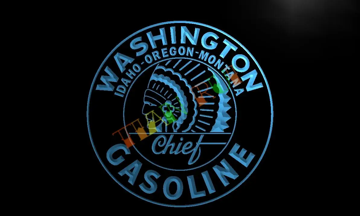 LG126 Washington бензиновый светодиодный неоновый светильник знак подвесной для