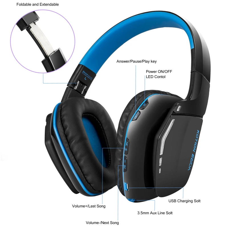 Складные беспроводные Bluetooth наушники KOTION EACH B3506 стереогарнитура с глубокими