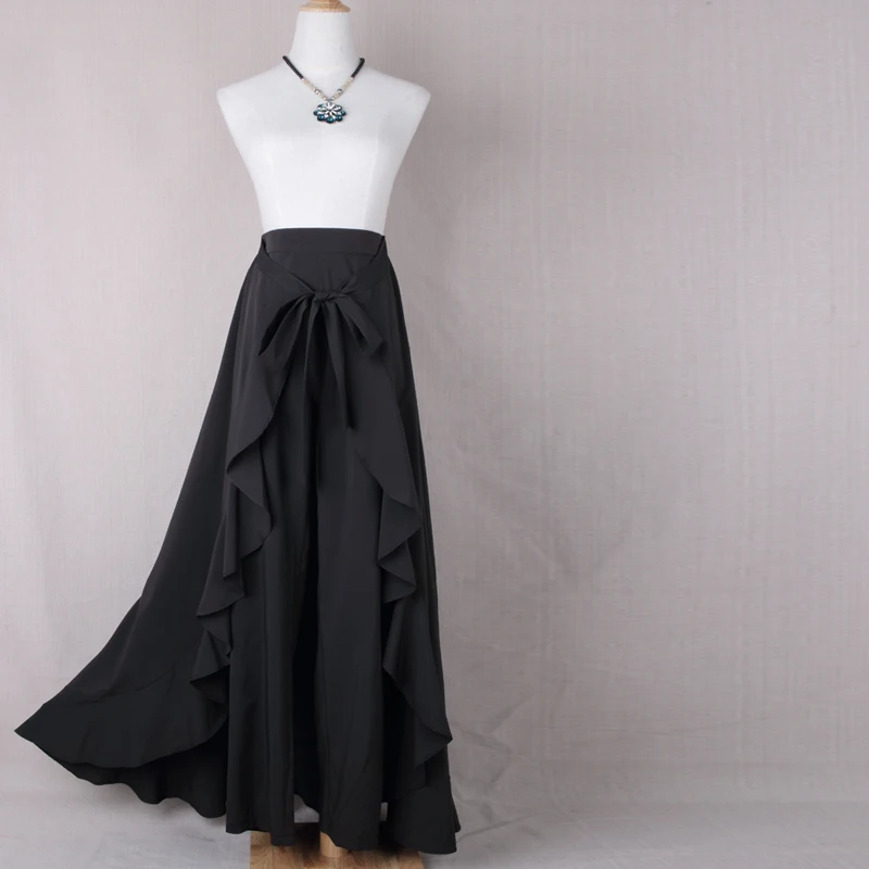 Длинная Однотонная юбка CINESSD с высокой талией а-силуэт оборками Свободная