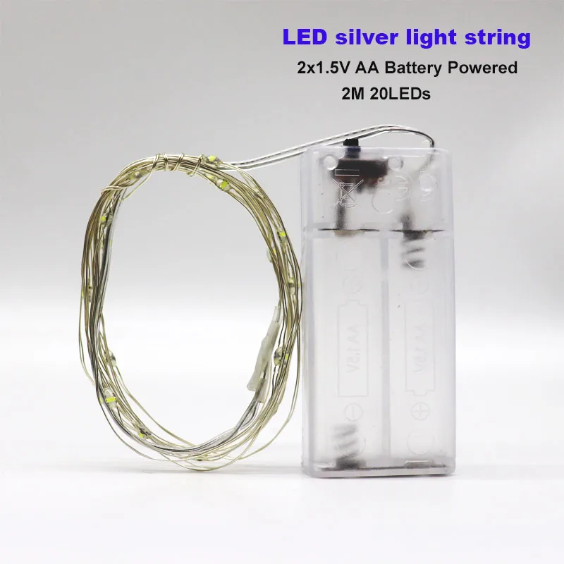 2M 20LEDs 1 м 2 м 3 м 4 м 5 м 10 м медный провод светодиодный гирлянды праздничное освещение сказочная Гирлянда для рождественской елки украшения свадебной вечеринки - Испускаемый цвет: 2M 20LEDs