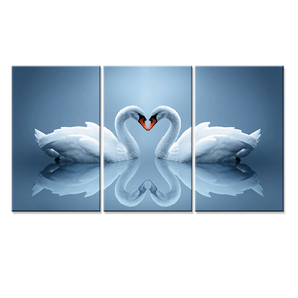 Прямая поставка 3 шт. картина маслом на холсте Лебедь пейзаж настенная Модульная