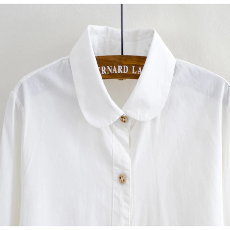 add new Blouses women Turn Down Collar Casual High Street Woman Fashion Shirts Feminino cotton white New Women