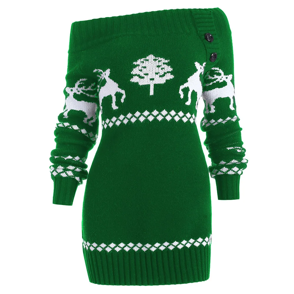 Wipalo Sexy Off Shoulder Oversized Knitted Sweater Women Black Green Autumn Winter Jumper Femme Slash Christmas Pullover | Женская