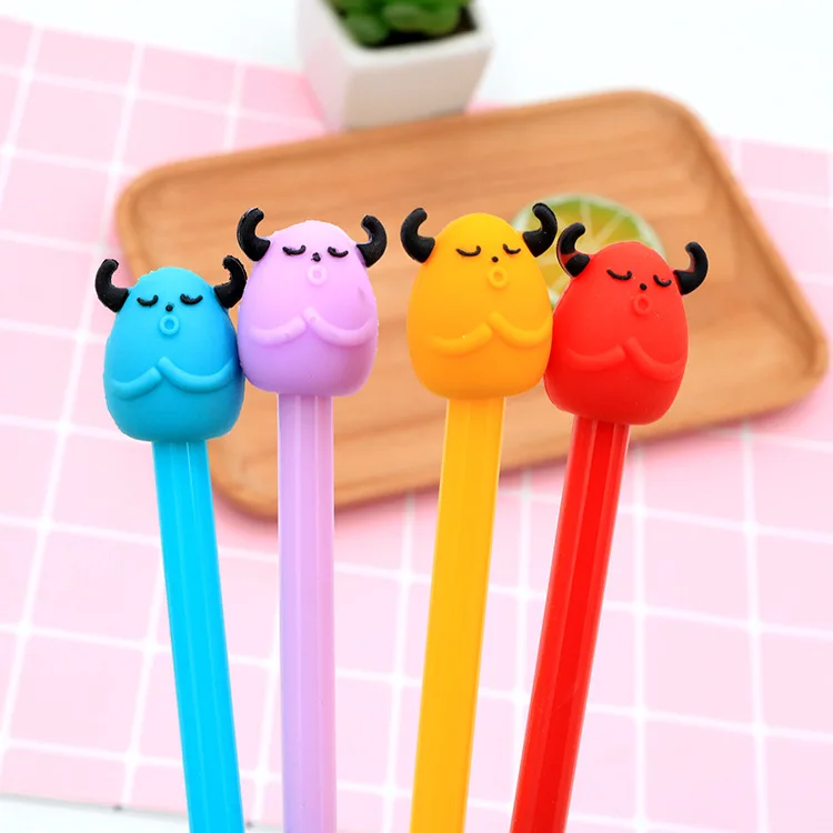 

36pc/lot Praying egg cattle water gel ink pen /cute animal fresh student stationery /black refill/ pen/children gift